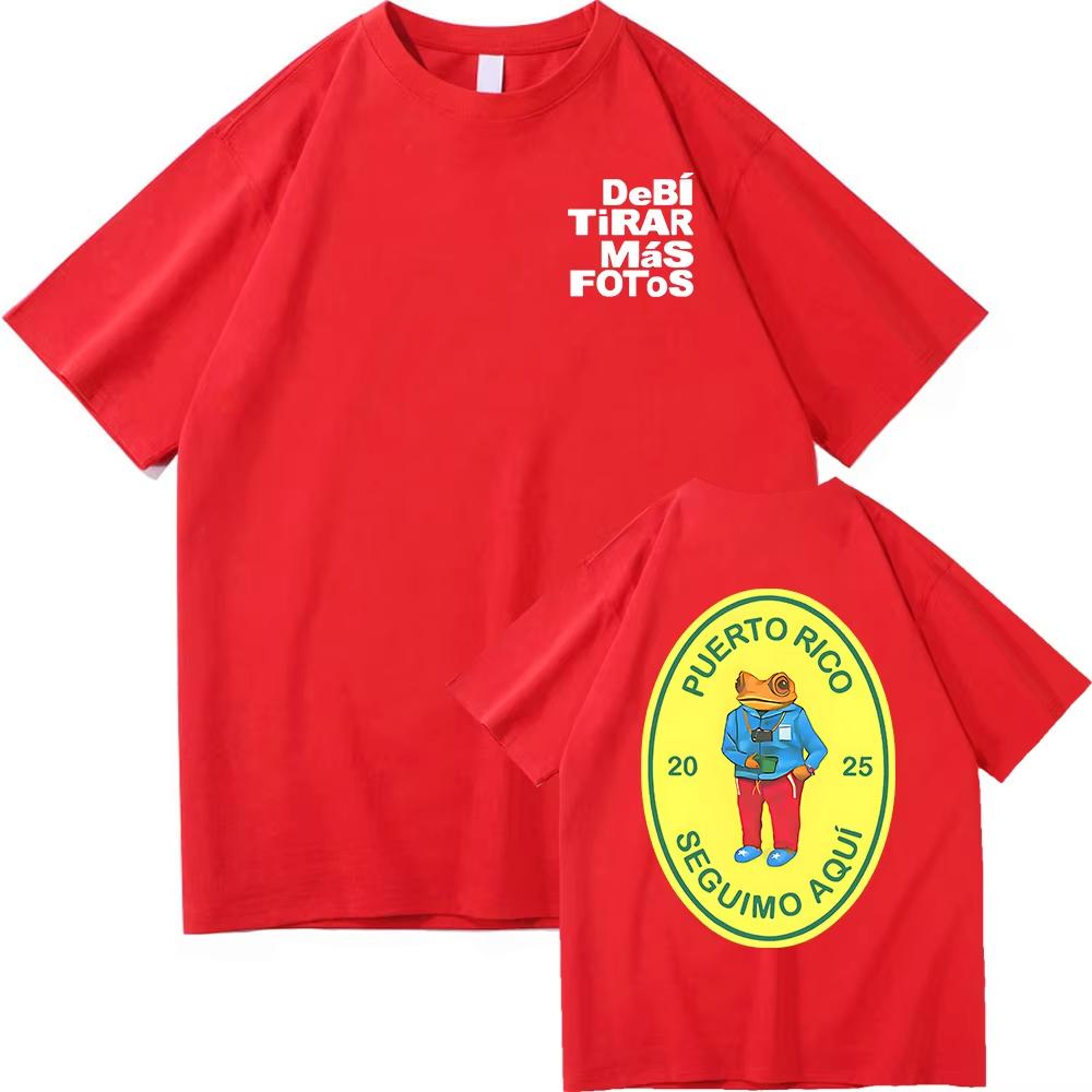 Bad Bunny Deb Tirar Ms Fotos World Tour 20252026 Tshirt Funny Vintage Frog T Shirt Unisex Women High Quality Cotton Tees Shirts