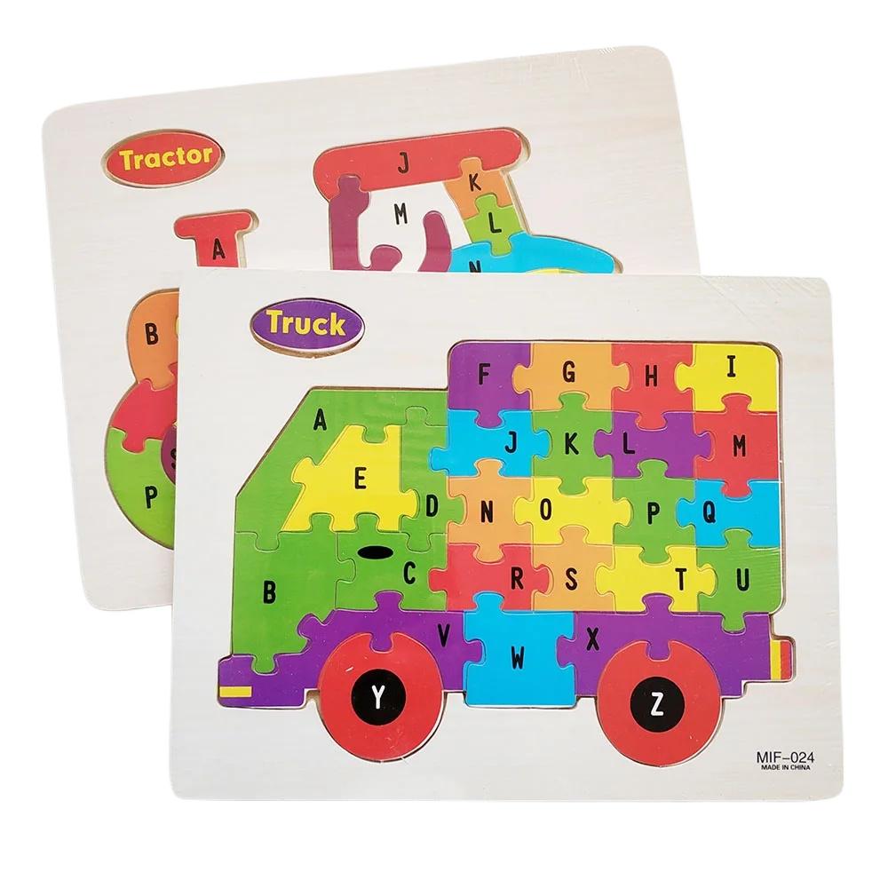Activating Toys English Alphabet Wooden Jigsaw Puzzle Kids Learning Educational Toys For Children Animal Vehicle Puzzles Montessori Games