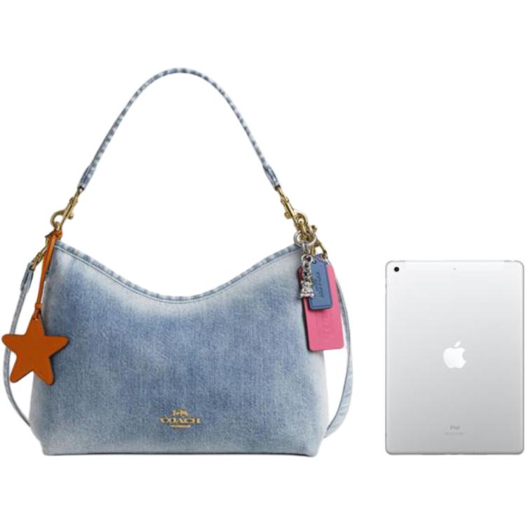 Coach Laurel Shoulder Bag Loved Denim With Charms Light Indigo Daily Crossbody CEF26-IMNIM