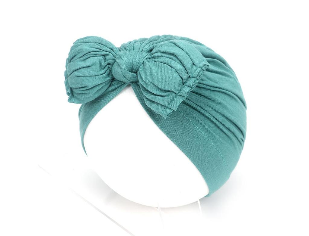 2021 new pleated baby hat bow children's hat baby solid color knotted pullover hat Indian hat