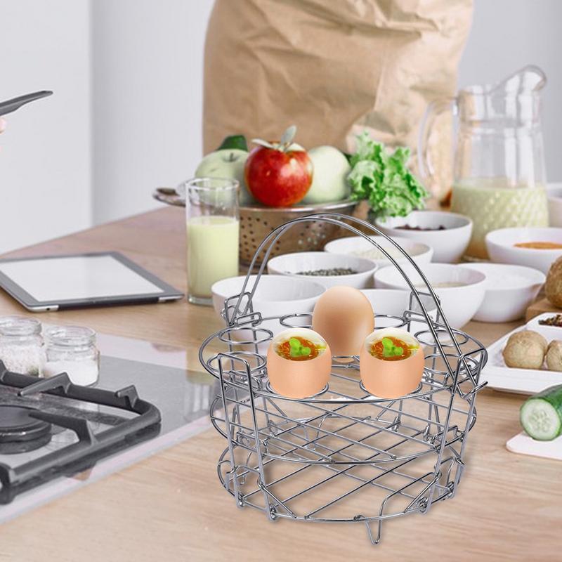 Three-Layer Stainless Steel Food Steamer Rack with Handles Pressure Cooker Eggs Steaming Rack Tray Cookware Kitchen Accessories