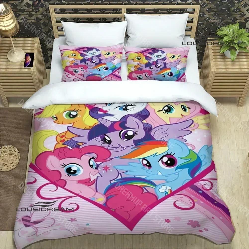 

Мультяшні My Little-P-Ponys Комплекти постільної білизни вишуканий набір для ліжка підковдра комплект ковдри комплект постільної білизни розкішний подарунок на день народження AU Double 180x210cm