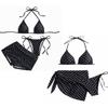 3pcs Halter 3-Piece Swimwear Dot Print Bikinis Set Beachwear Clothing Bathing Suits  Summer Season