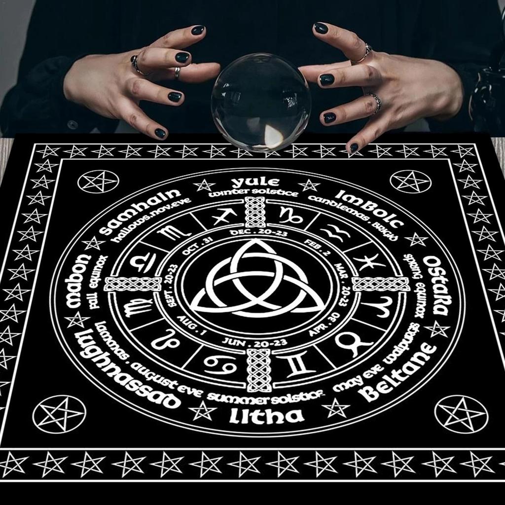 Tarots Tablecloth Rune Divinations Table Cover Astrology Oracles Board Game Mat Square Shape Pendulum Altar Table Cloth