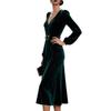 European and American New Sexy Fashion V-neck Sequined Velvet Slim Dress