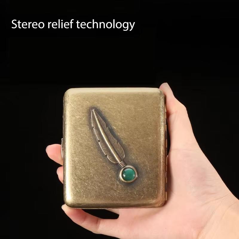 Vintage Metal Cigarette Case Box with Double Sided Spring Clip Open Retro Cigarete Case for Regular Cigarettes Men Gifts