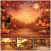 Autumn Halloween Decoration Photography Backdrop Pumpkin Ghost Hay Bale Moon Family Kids Portrait Holiday Party Background Props