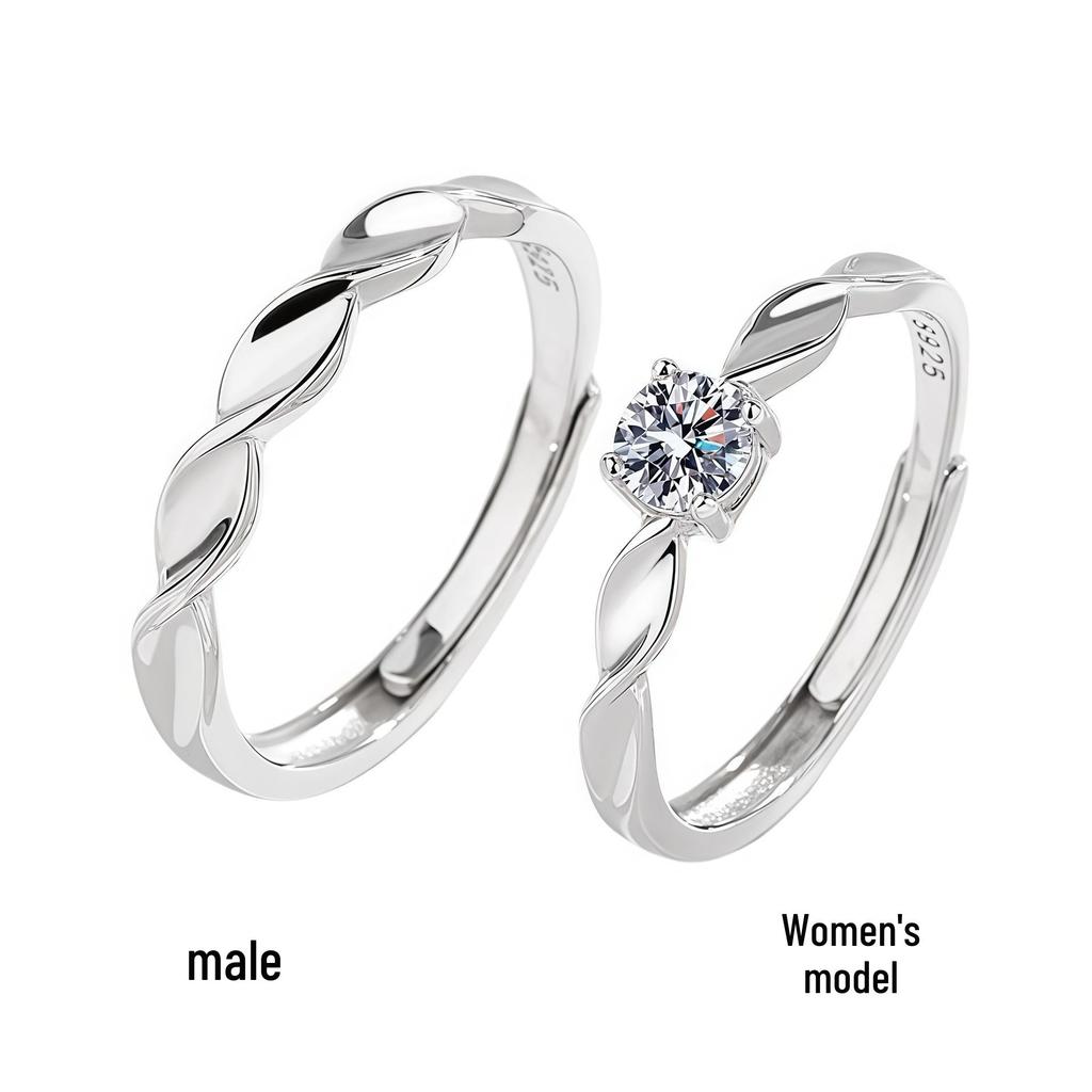 Sterling Silver Shining Star River Couple Rings - High-End Mobius Pure Silver