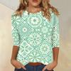 Women Casual Loose Fit Printed Top Three Quarter Sleeve Blouse Lightweight Comfortable Soft Fabric Stylish Design