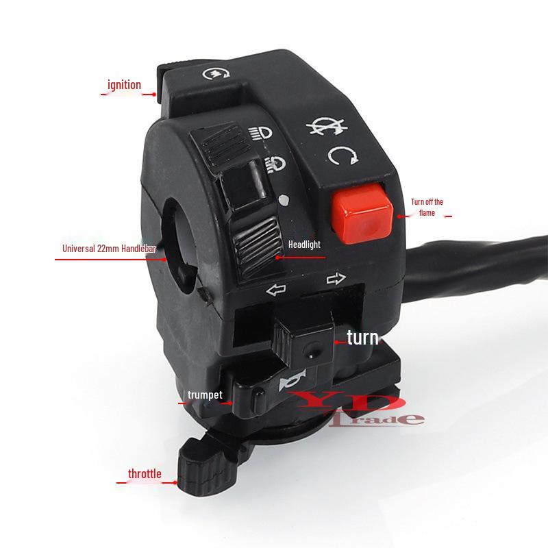Five-Function Left Hand Choke Switch for 110-250cc ATV Motorcycle Four-Wheeled Off-Road and Beach Vehicles