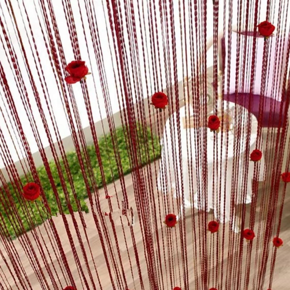 Tassel Door Line Curtain Rose Flower Divider Curtains Vestibule String Curtains For Living Room