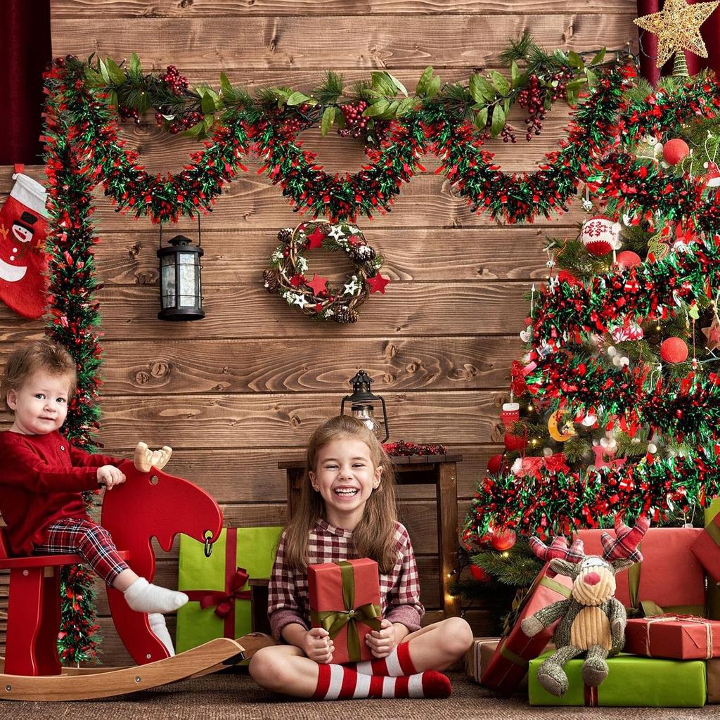 2მ საშობაო გირლანდა წვეულების დეკორი წვრილმანი ნაძვის ხის ორნამენტები მწვანე ლერწმის ლენტები გვირგვინი დასაკიდი გულსაკიდი საშობაო წვეულების აქსესუარები