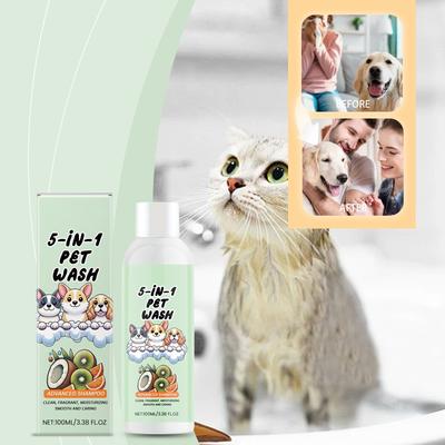 5 In 1 Pet Gentle Cleansing Shampoo Plant Serum Nourishing Anti-Tangle Dog And Cat Universal Tear-Free 100ML
