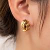 Elegant Retro Geometric Frosted Hollow Cable Texture Earrings for Women
