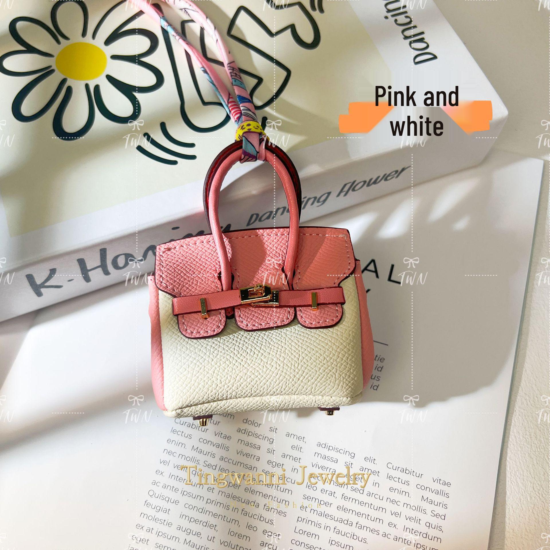 Modischer Mini-Taschenanhänger: Süße Kopfhörertasche, Münzbörse und Autoschlüsselanhänger für Damen weiß/rosa