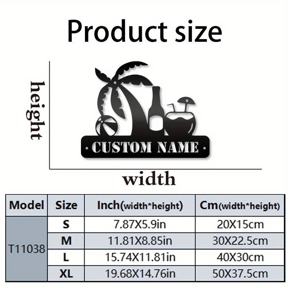 Personalized Tropical Beach Metal Sign, Custom Family Monogram Wall Decor for Poolside Patio Garden