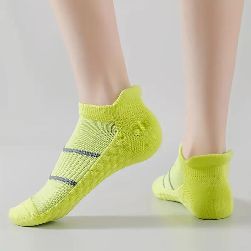 6/12 Pairs Women Striped Sports Ankle Socks Sweat Absorbing Breathable Soft Comfortable Arch Support Running Leisure Socks