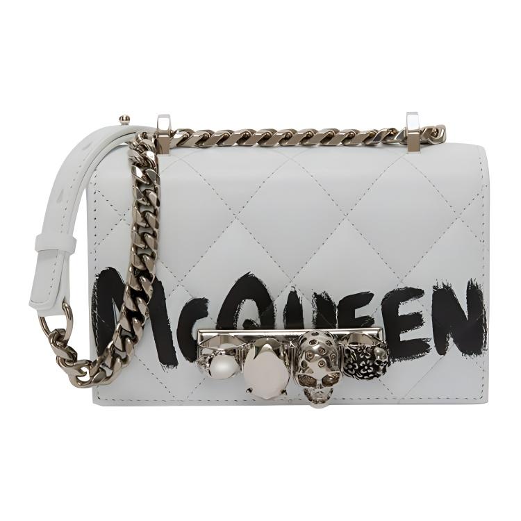 

Новая сумка Alexander McQueen JEWELLED SATCHEL из кожи наппа, Сумка через плечо, Сумка кросс-боди Мини Женская Белая 653134-1VCUB-9050 17.5*4.1*9.4CM