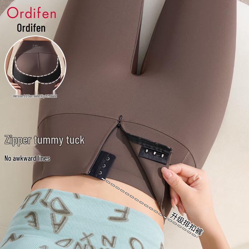 Oudifen Women's High-Waist Zipper Shaping Shark Leggings