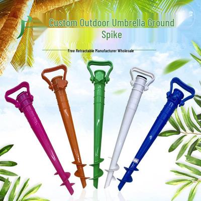 Einziehbarer Outdoor-Sonnenschirm mit Erdspieß-Basis und Ständer