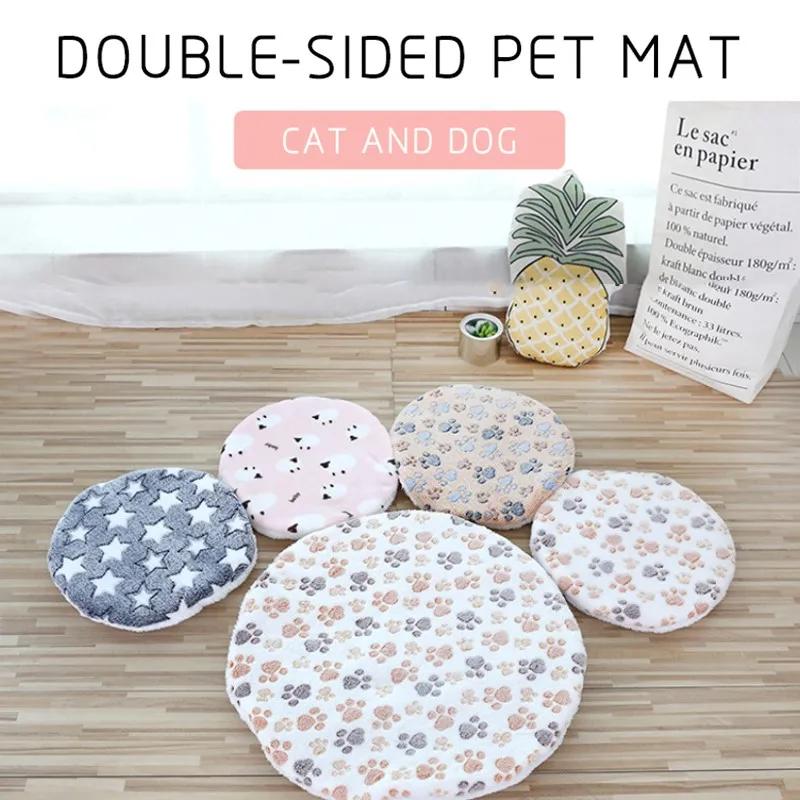 Tapis de lit pour chat en peluche Rond Lit pour animaux de compagnie pour chats Petits chiens Tapis de couchage doux en polaire pour animaux de compagnie Nid pour chaton chiot Coussin pour animaux de compagnie Accessoires pour chat