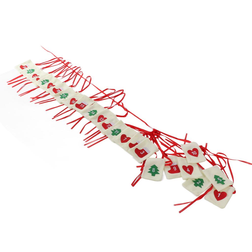 Christmas Advent Calendar Bags Hanging 24 Days Countdown Calendar Pocket for Party Celebration