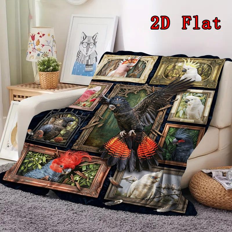 Cockatoo Collection 2D Flat Pattern Flannel Blanket, High Quality All Seasons, Home Decor, Warmth and Comfort, Perfect for Christmas Gifts.