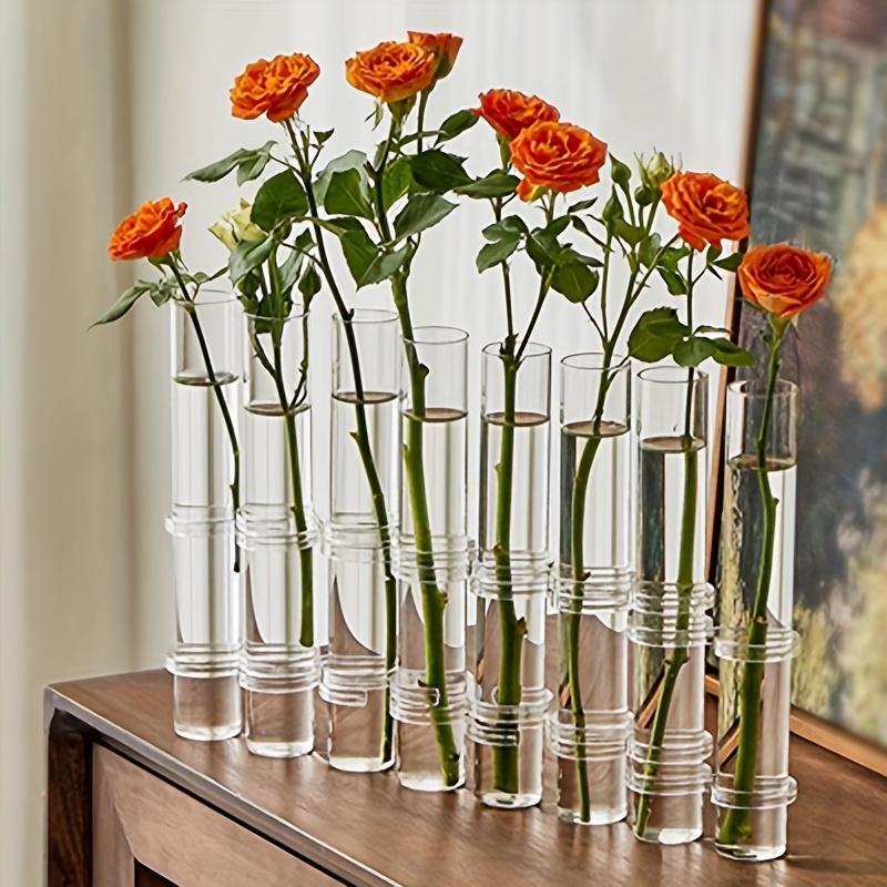 6/8 Stück Transparente Glasvase, Runde Form, Hochwertige Glasdekoration, Blumenarrangement, Hydroponischer Pflanztopf, Kombinationsvasendekoration