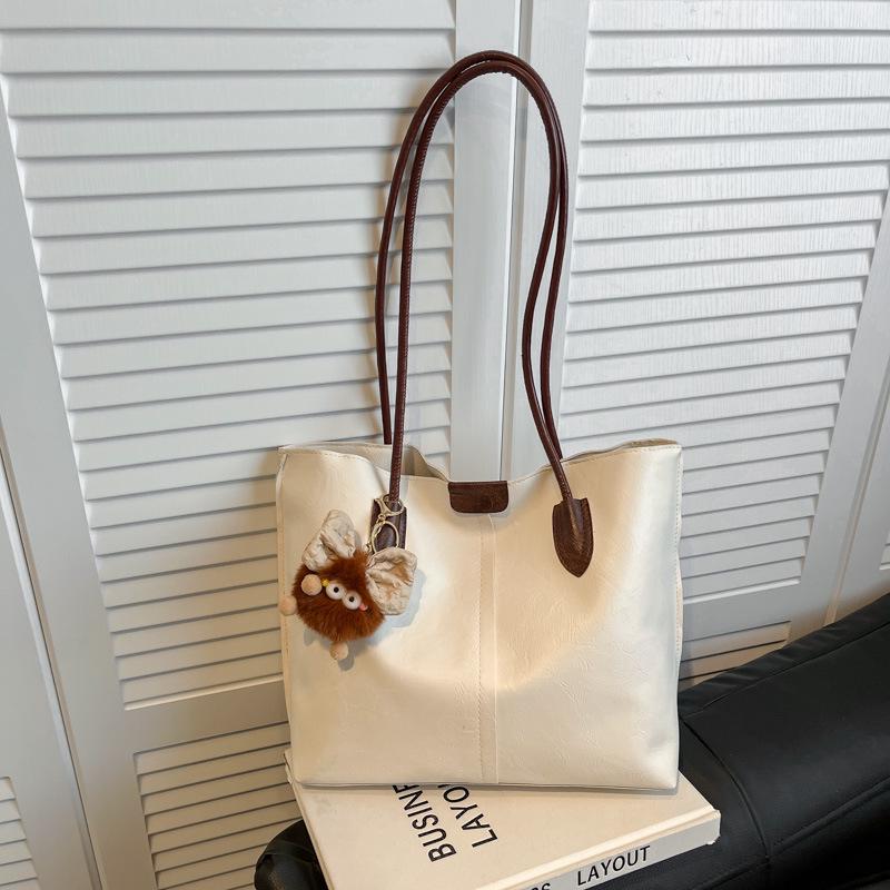 2025 New Retro Textured Women's Versatile Tote Bag - Large Capacity Shoulder Bag for Class and Commuting