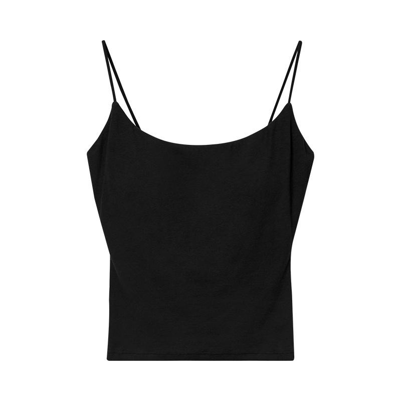 Spring and summer round neck basic design, threaded groove strip, high elasticity, slimming effect, no need to wear bra, camisole, vest