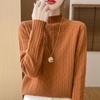 Women's Versatile Solid Color Wool Knit Sweater - Loose Half-High Collar, Long Sleeve Autumn & Winter Base Layer.