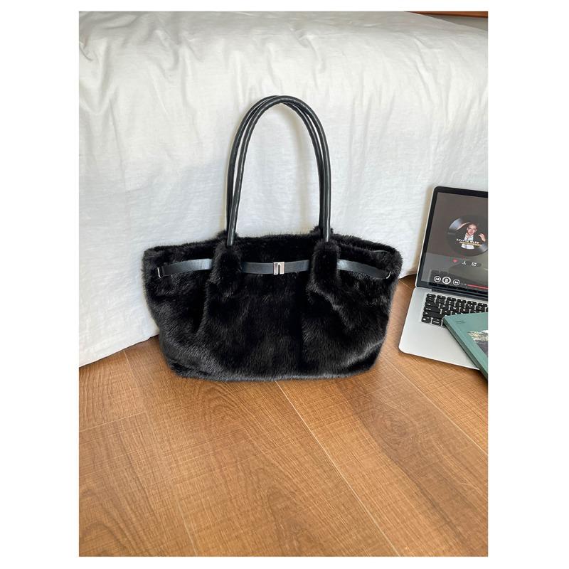 Winter Limited Edition Design Fluffy Tote Bag for Commuting, Single-shoulder Handbag
