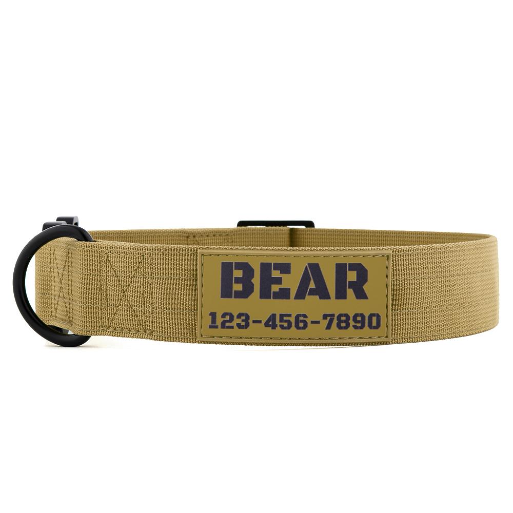 Personalized Tactical dog collar with name and phone number S