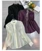 Rongtai Women's 2026 Spring Tencel Glossy Stand Collar Shirt