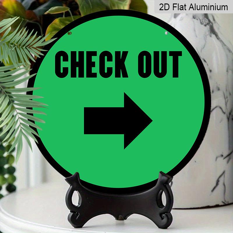 2D Flat 1pc Green CHECK OUT Direction Sign, CHECK OUT Right Arrow Sign, Easy-to-See Cashier Guide for Small Business & Retail Shop, Wall Decor for