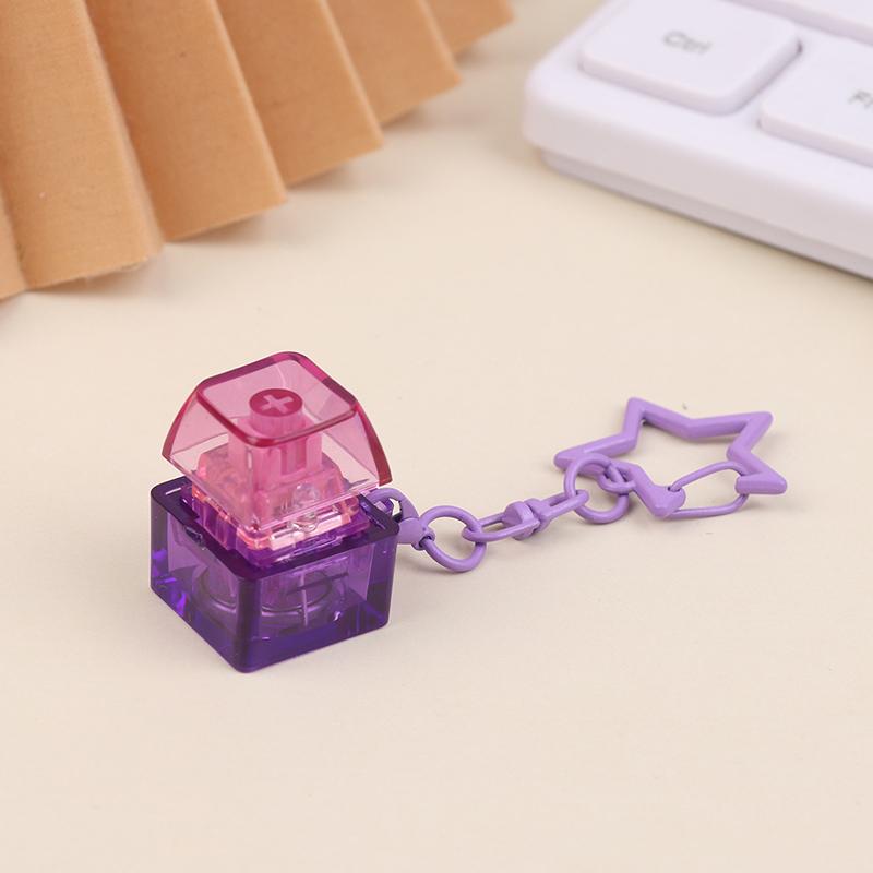 Diy Keyboard Fidget Keychain Keys Button With Led Light Clicker Toy Stress Relief Pass The Time Keycap Pinch Toy