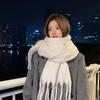 Solid Color Scarf Women's Versatile High-end Atmosphere Autumn and Winter Thickened Warm Soft Waxy Shawl Couple Scarf Men