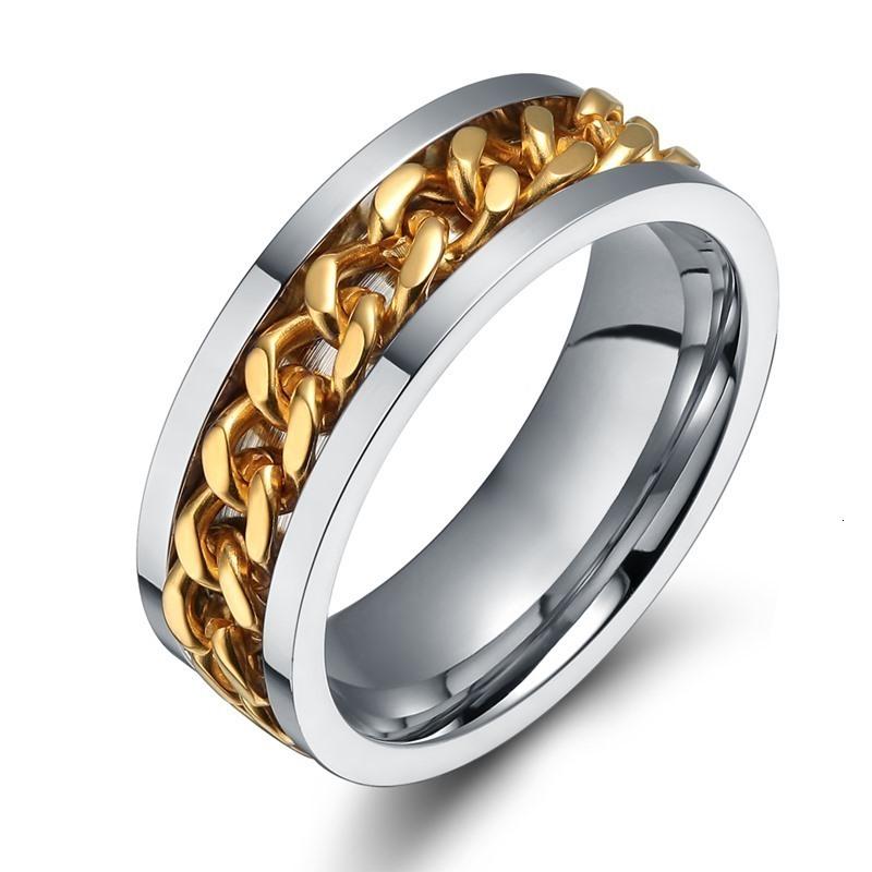 Vnox 8mm Rotatable Chain Ring For Men Women Stainless Steel Flexible Spinner Link Casual Fraternal Rings Male Jewelry Anel