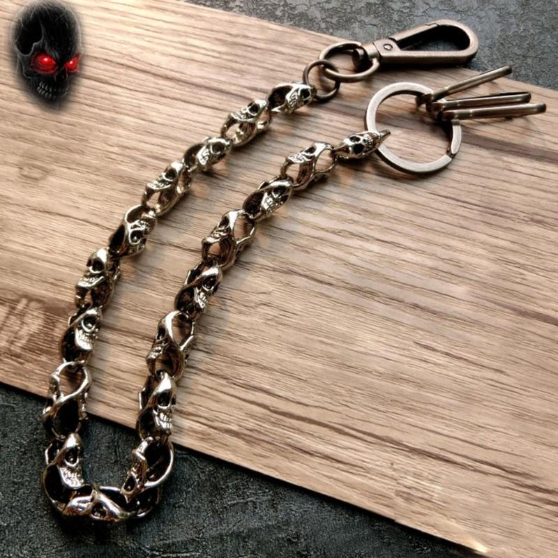 Biker-Decor Skull Wallet Chain with Hook Snap Closure Punk Skull Trouser Chain Hip-hop Cool Style Pant Chain Ornament