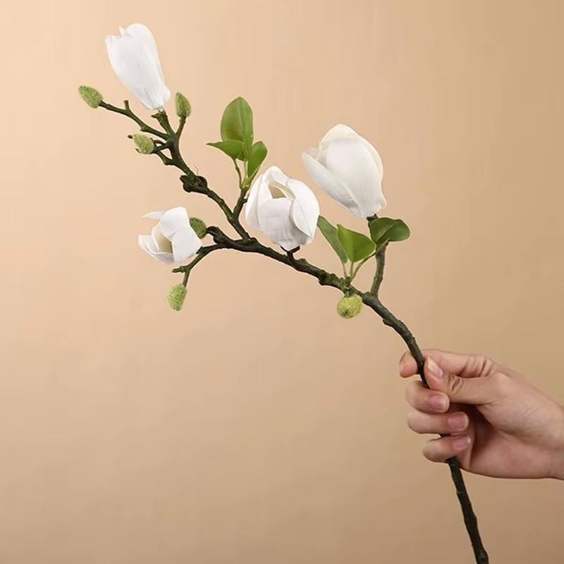 1pc Artificial Silk Magnolia Flower Home Outdoor Garden Vase Windowsill Wedding Bride Festival Outdoor Arch Decoration Diy Gift