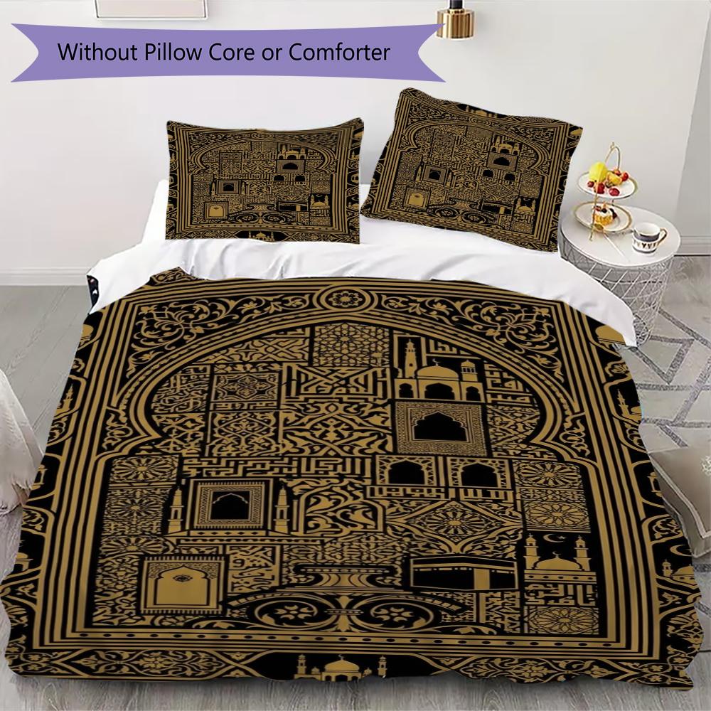 Muslim Pattern Bedding uilt Set uilt Cover Pillowcase Home Decoration Birthday Gift (1 * duvet cover + 2 * pillowcase  without core)127