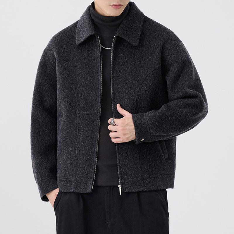 Men's Heavyweight Double-Faced Wool Coat - Thick, Warm Lapel Jacket for Autumn/Winter 2025