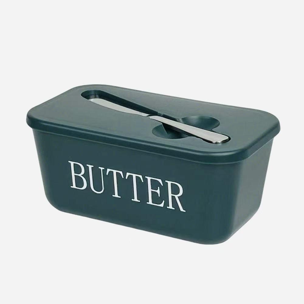 

Butter Box & Knife Set, Plastic Container for Countertops & Fridge, Easy-to-Clean, Ideal for Kitche Butter Serving & Baking темно-зелений колір