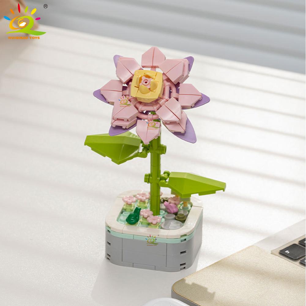 Non-Toxic Moc Insect Flower Building Blocks Flowerpot Bonsai Romantic Gift For Children Bricks Diy Potted Plants Model Kids Ornament