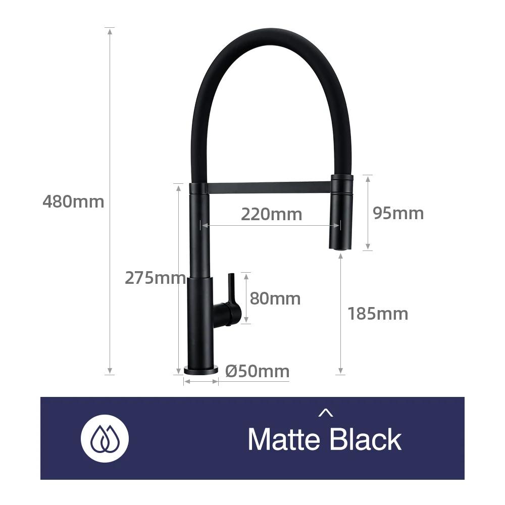 Brushed Gold Kitchen Faucet Hot And Cold Water Tap Black Hose Matte Gold Spout Sink Mixer Made Of Lead Free Copper