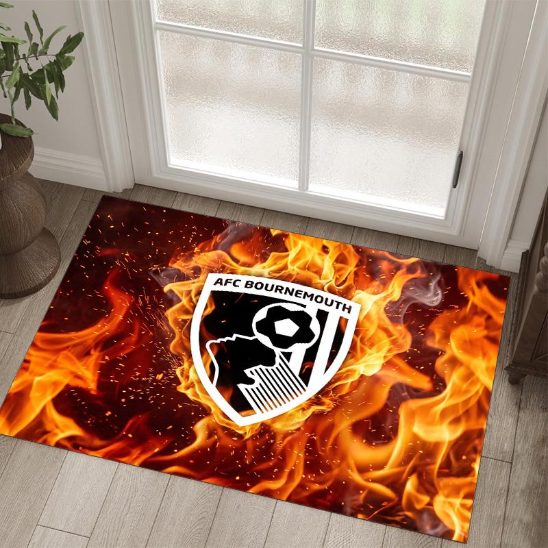 Bournemouth Football Design Crystal Velvet Carpet Cozy Non?Slip Printed Rug For Bedroom Living Room Entrance