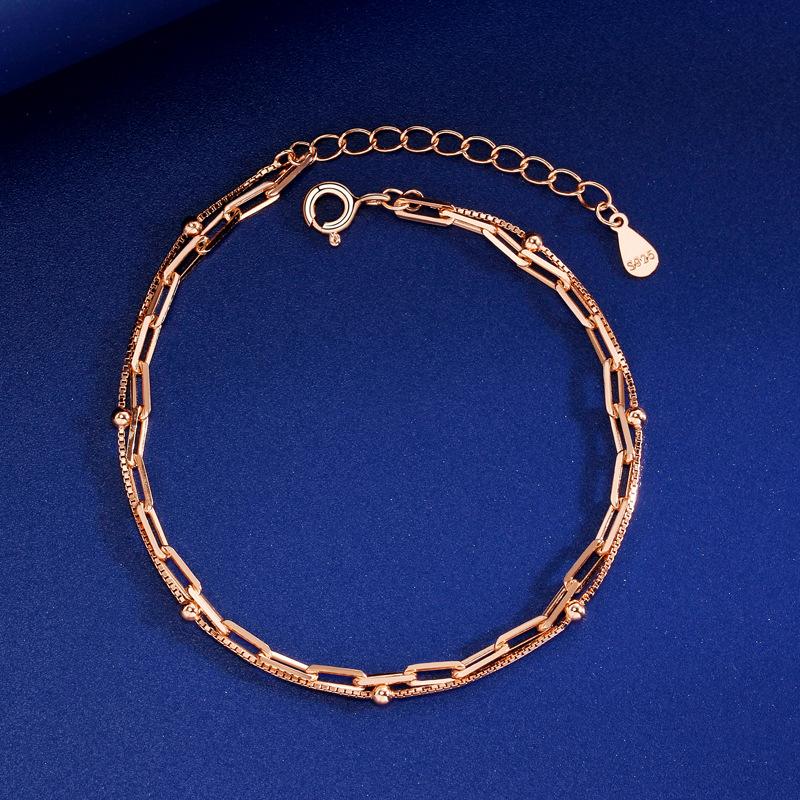 

Двухслойный браслет из полых квадратных и круглых бусин, женский, нишевый, простой, с темпераментом, универсальный, ручной ювелирный