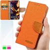 Etui Typu Portfel Do Oppo Reno 14 5G - Pomarańczowy  Pokrowiec Canvas + Szkło