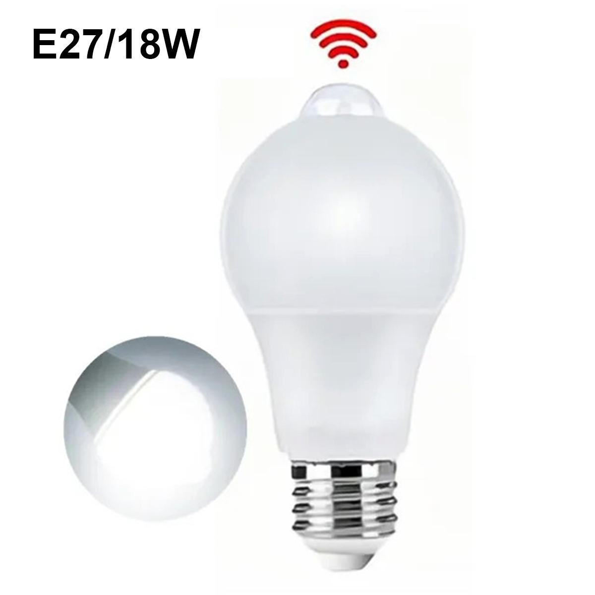 Светодиодная лампа E27 12 Вт 15 Вт 18 Вт Smd2835 холодный белый свет детектор движения лампа PIR датчик умный датчик движения внутренние лампы энергосберегающие 18W-White