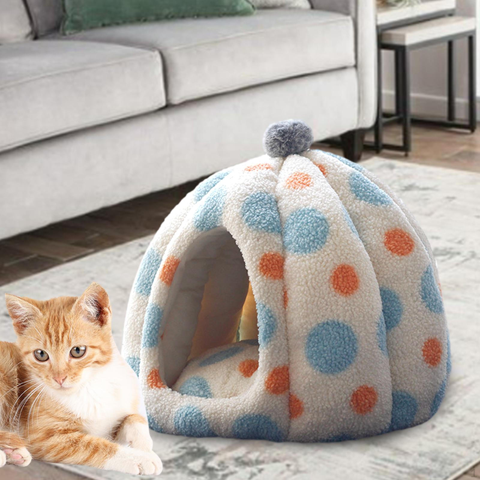 

Кровать для кошек в пещере-гнезде со съемной моющейся подушкой, удобная мягкая подушка для щенков